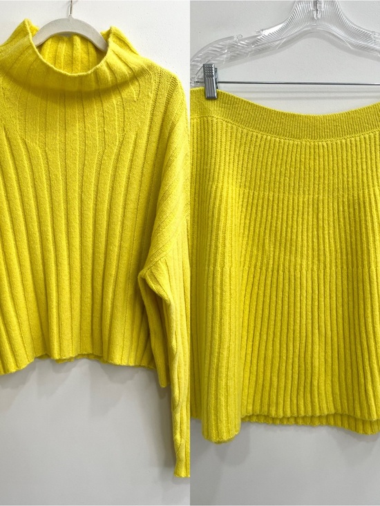 Maeve Dresses & Skirts - Anthropologie Maeve electric yellow funnel neck sweater mini skirt set wool yak